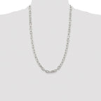 Sterling Silver Rhodium-plated 6.65mm Diamond-cut Long Link Cable Chain