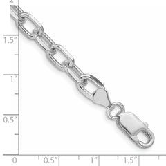 Sterling Silver Rhodium-plated 6.65mm Diamond-cut Long Link Cable Chain