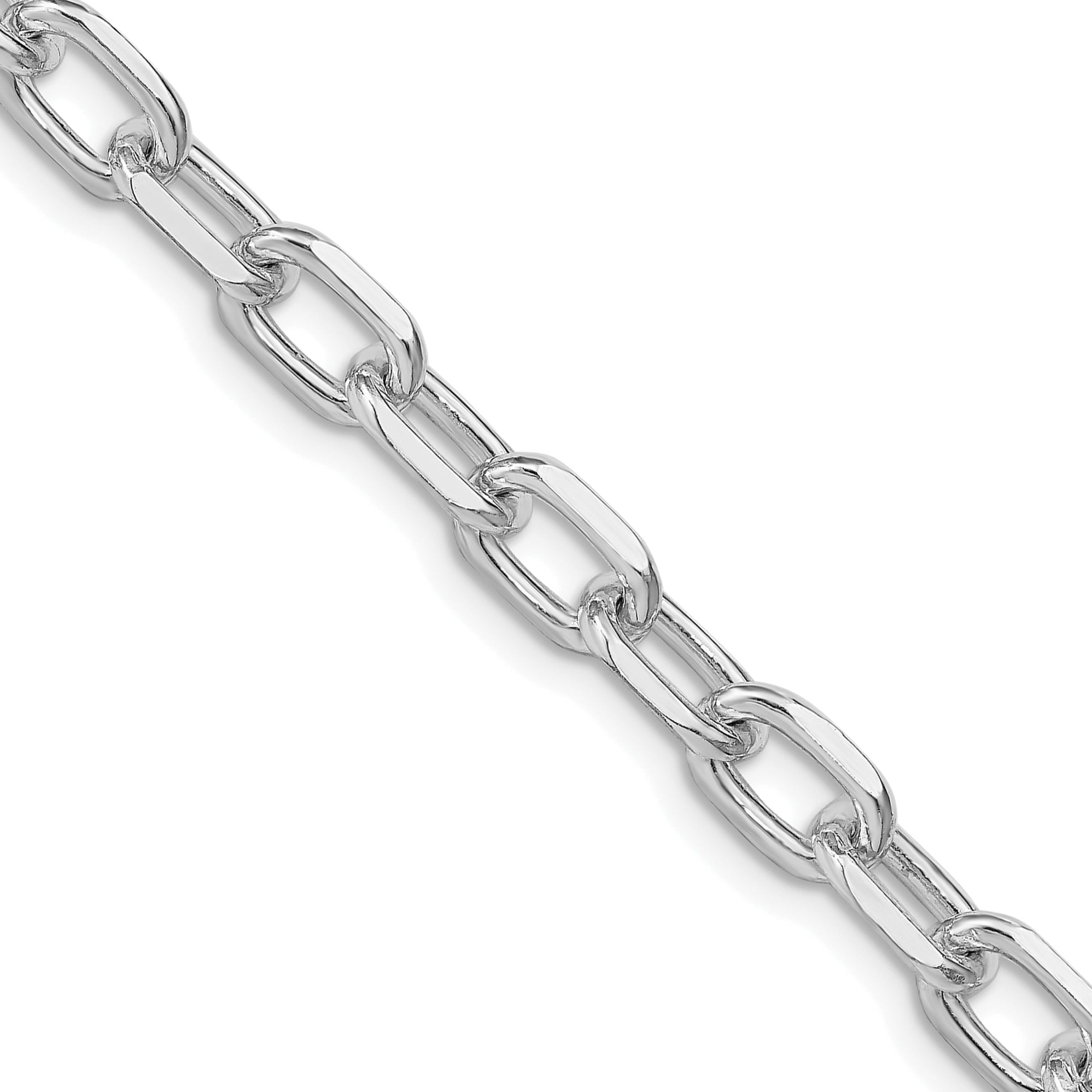 Sterling Silver Rhodium-plated 6.65mm Diamond-cut Long Link Cable Chain
