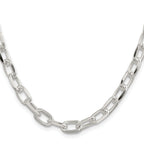 Sterling Silver 7.5mm Diamond-Cut Long Link Cable Chain