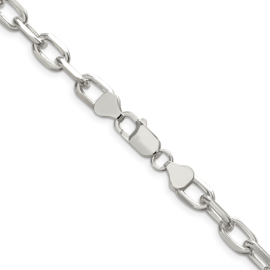 Sterling Silver 7.5mm Diamond-Cut Long Link Cable Chain