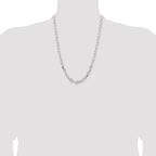 Sterling Silver 7.5mm Diamond-Cut Long Link Cable Chain