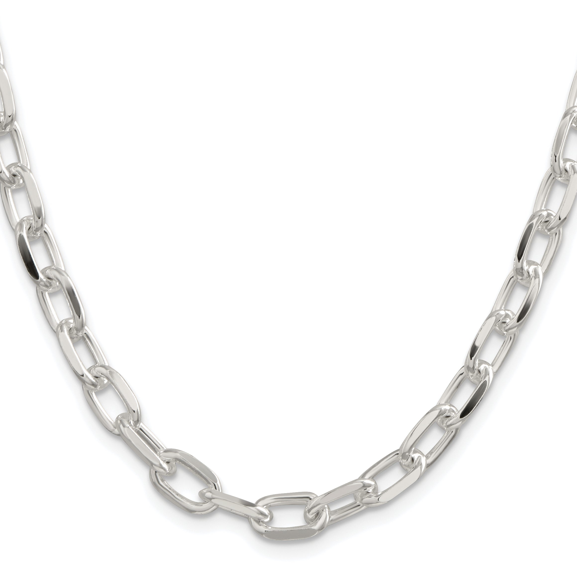 Sterling Silver Rhodium-plated 7.5mm Diamond-cut Long Link Cable Chain Secondary image