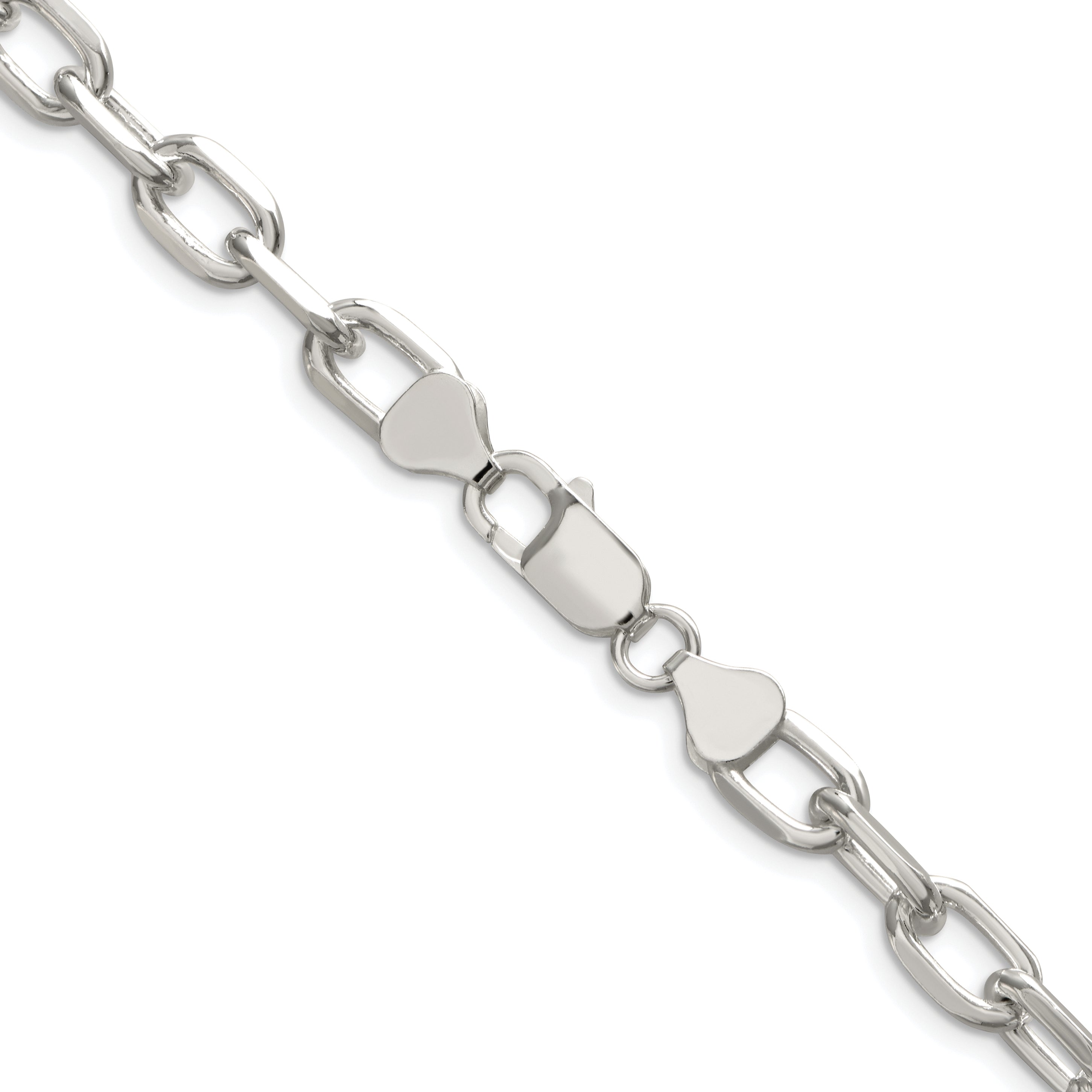 Sterling Silver Rhodium-plated 7.5mm Diamond-cut Long Link Cable Chain