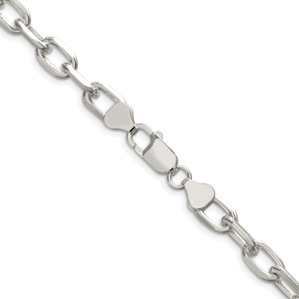 Sterling Silver Rhodium-plated 7.5mm Diamond-cut Long Link Cable Chain