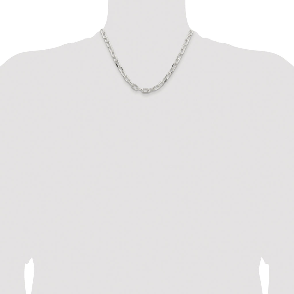 Sterling Silver Rhodium-plated 7.5mm Diamond-cut Long Link Cable Chain