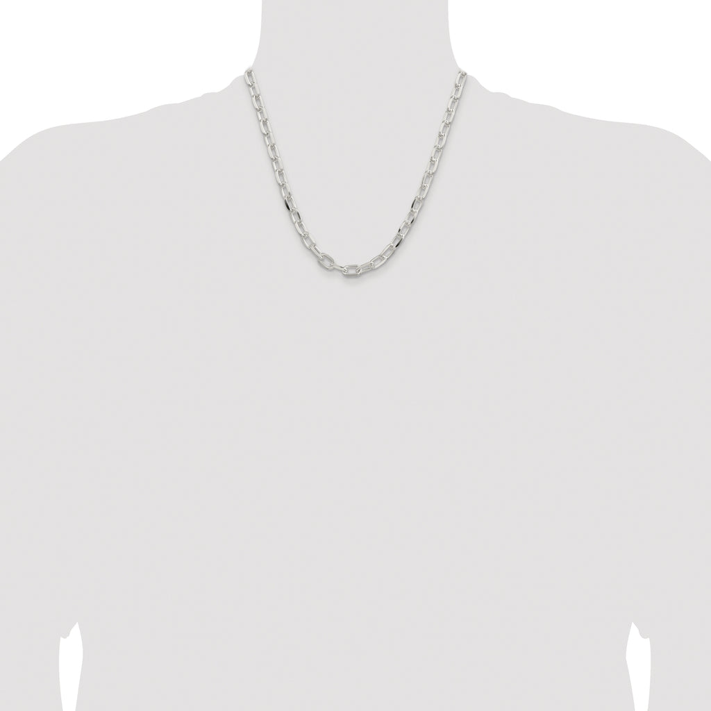Sterling Silver Rhodium-plated 7.5mm Diamond-cut Long Link Cable Chain