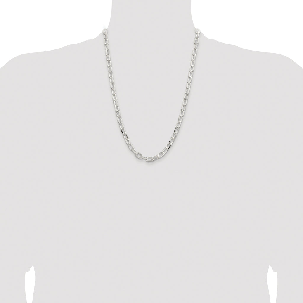 Sterling Silver Rhodium-plated 7.5mm Diamond-cut Long Link Cable Chain