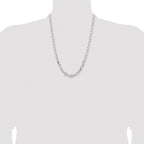 Sterling Silver Rhodium-plated 7.5mm Diamond-cut Long Link Cable Chain