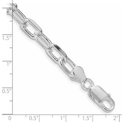 Sterling Silver Rhodium-plated 7.5mm Diamond-cut Long Link Cable Chain