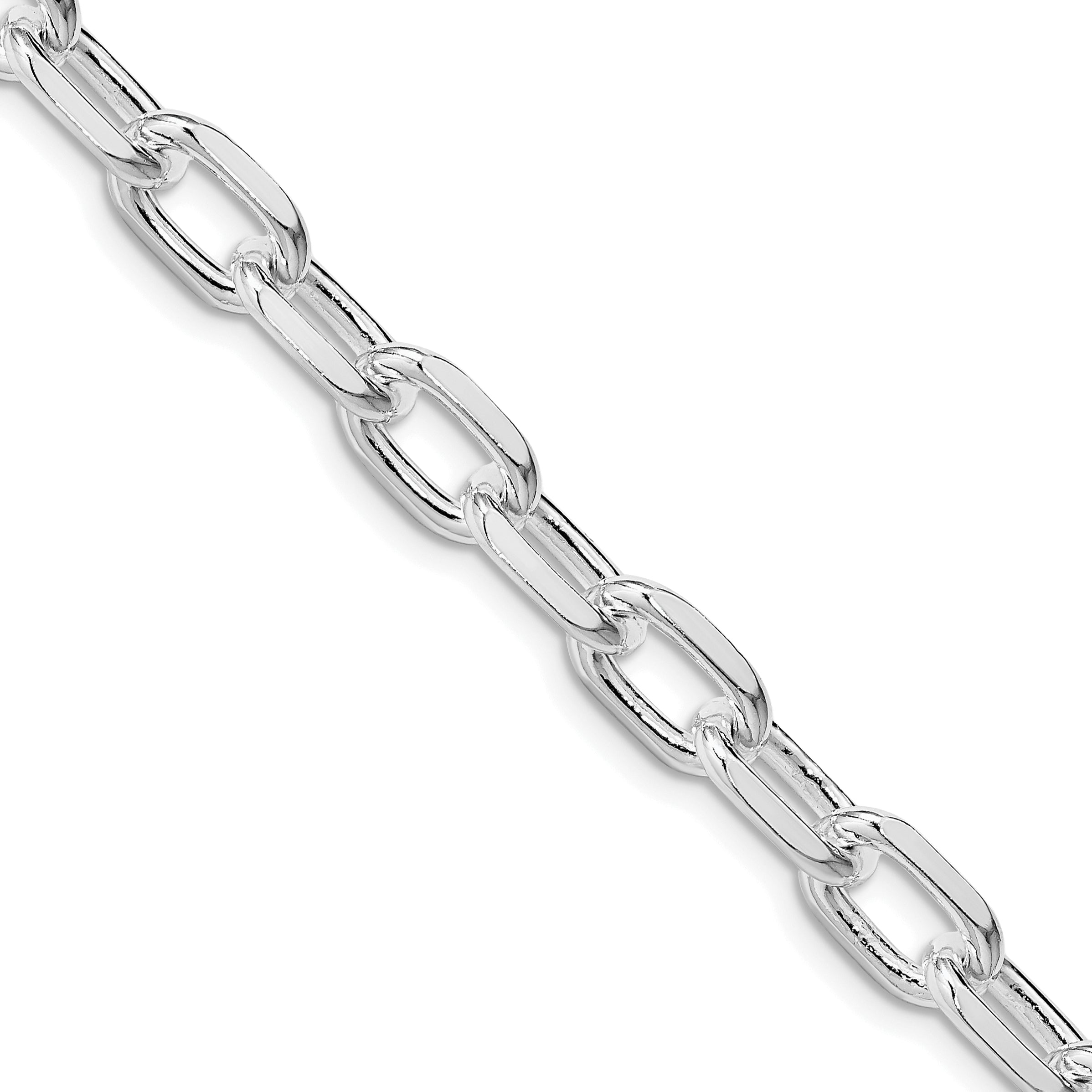 Sterling Silver Rhodium-plated 7.5mm Diamond-cut Long Link Cable Chain Main image