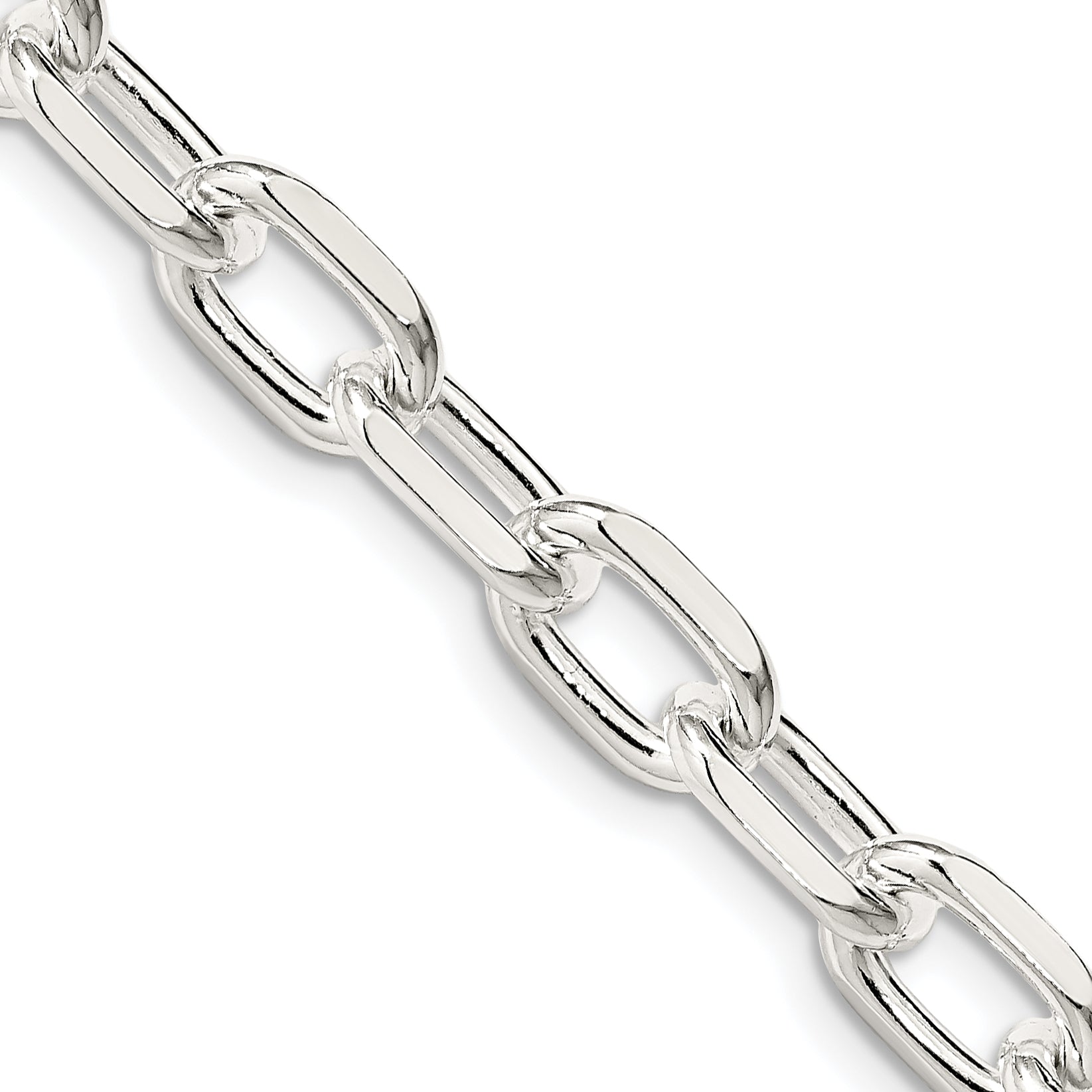 Sterling Silver 7.5mm Diamond-Cut Long Link Cable Chain