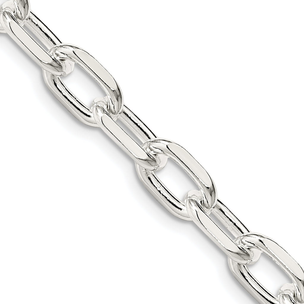 Sterling Silver 7.5mm Diamond-Cut Long Link Cable Chain