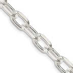 Sterling Silver 7.5mm Diamond-Cut Long Link Cable Chain