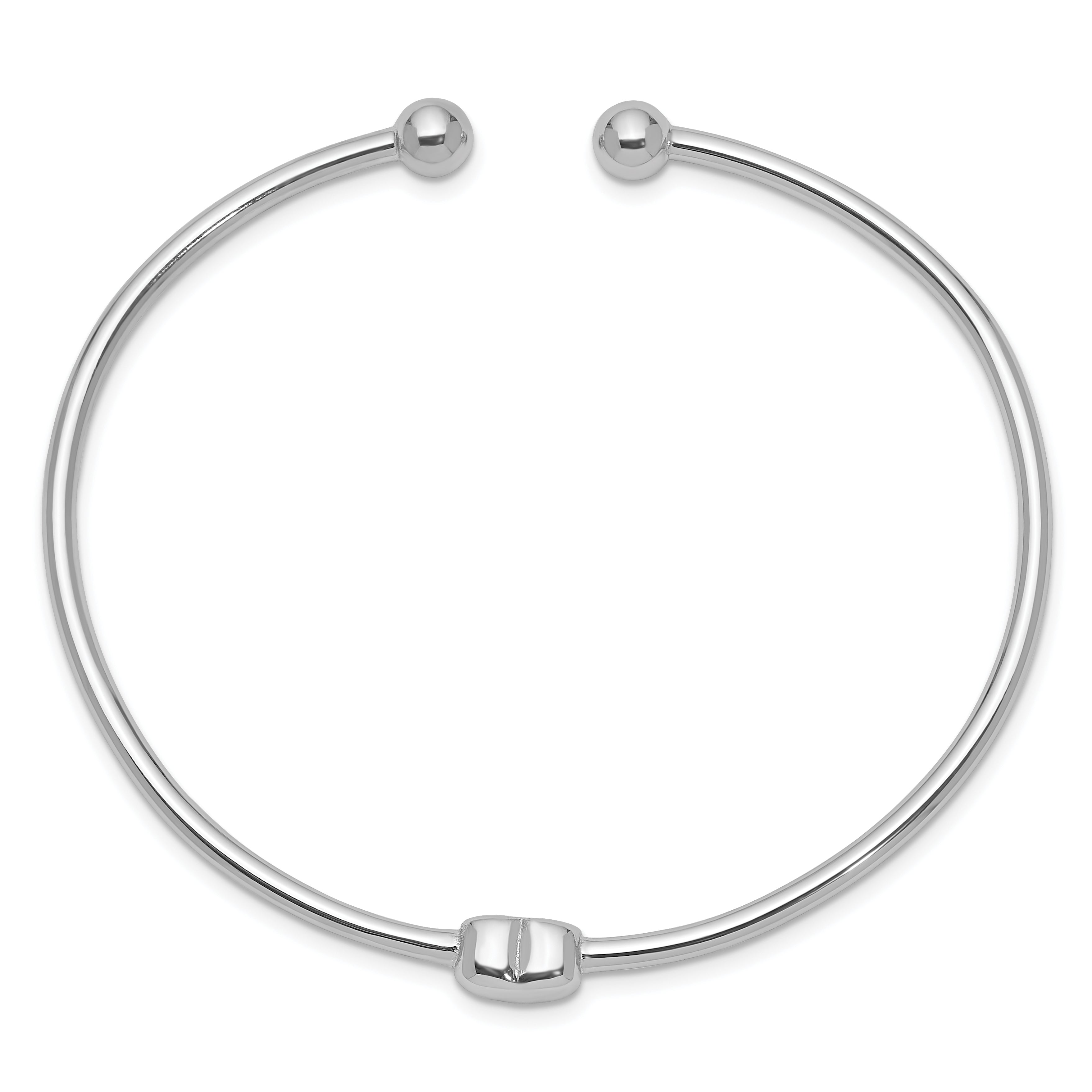 Sterling Silver Rhodium-plated Heart Cuff Bangle Secondary image