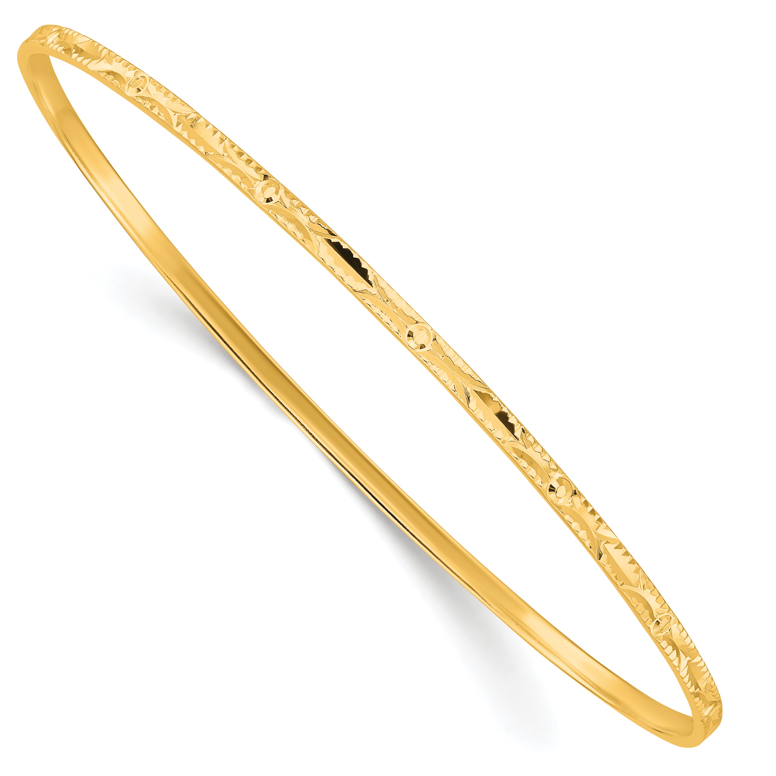 Sterling Silver Gold-tone Diamond Cut Slip-on Bangle Main image