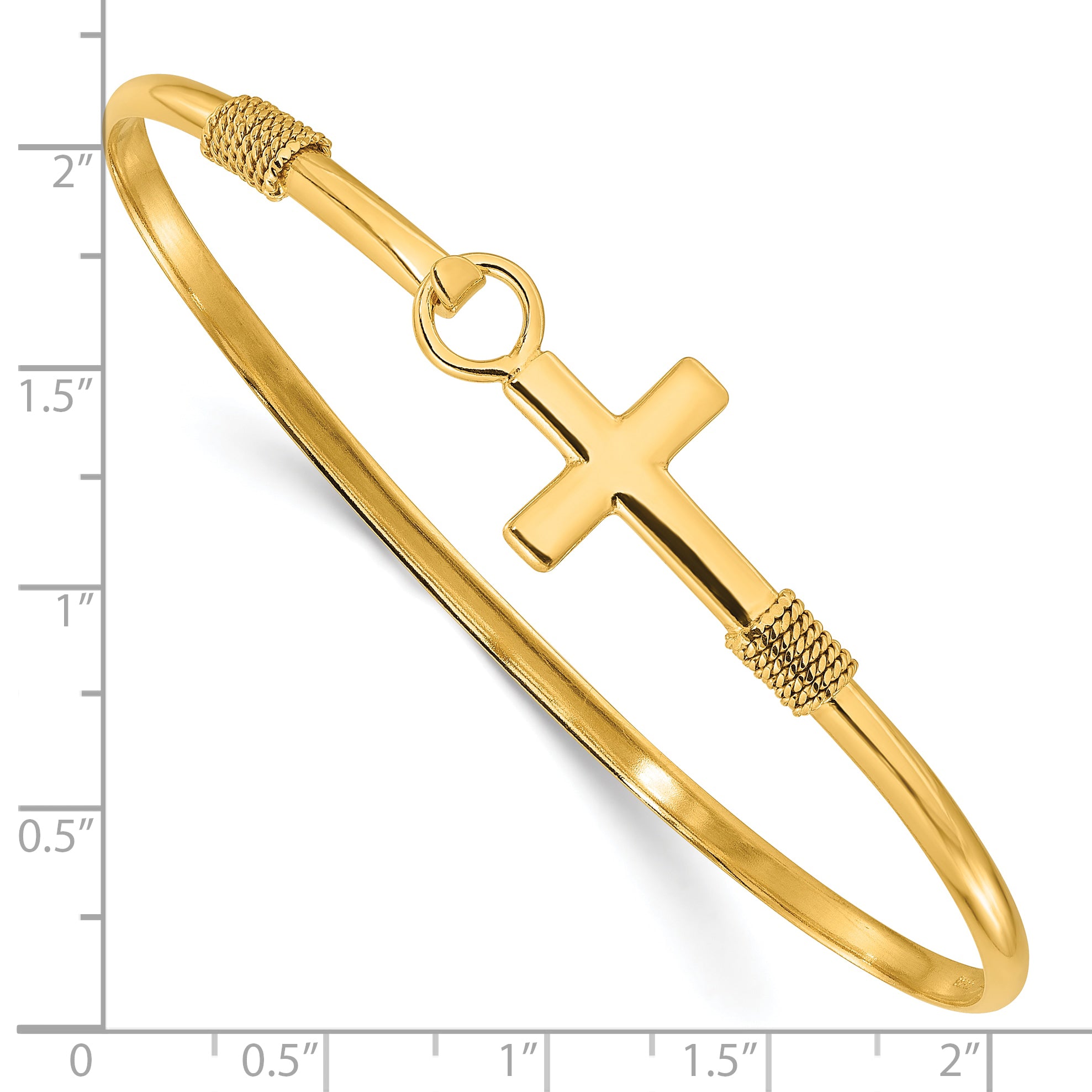 Sterling Silver Gold-tone Polished Cross Bangle
