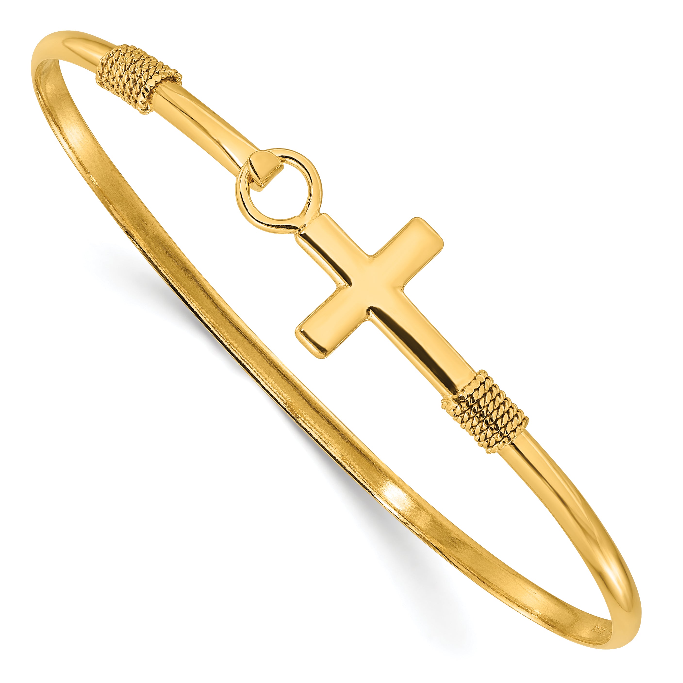 Sterling Silver Gold-tone Polished Cross Bangle Main image