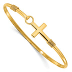 Sterling Silver Gold-tone Polished Cross Bangle