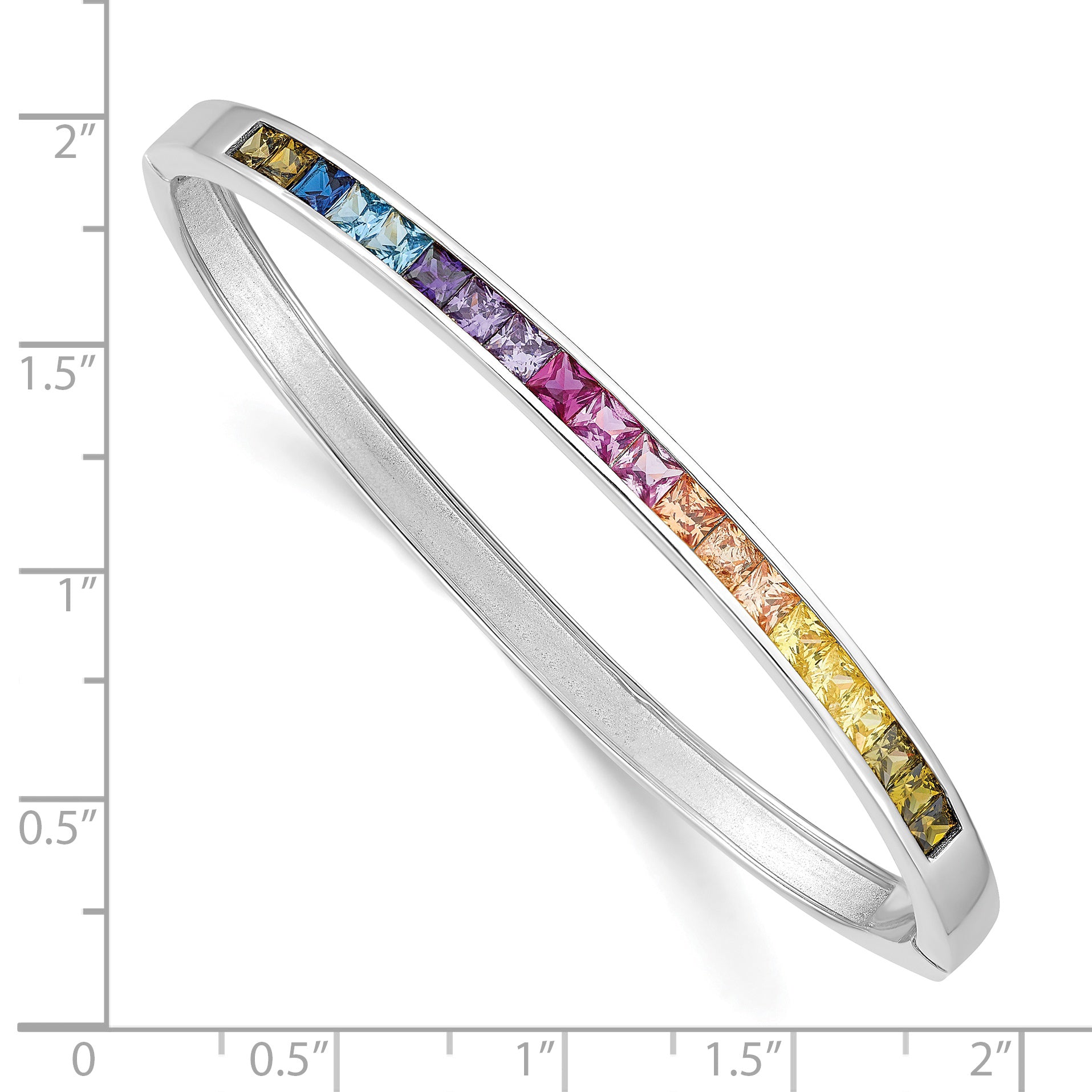 Prizma Sterling Silver Rhodium-plated Channel-Set Colorful CZ Hinged Bangle Secondary image