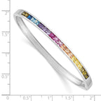 Prizma Sterling Silver Rhodium-plated Channel-Set Colorful CZ Hinged Bangle