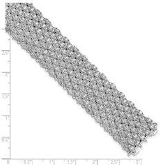 Sterling Shimmer Sterling Silver Rhodium-plated 6.75 inch 759 Stone CZ Mesh Bracelet