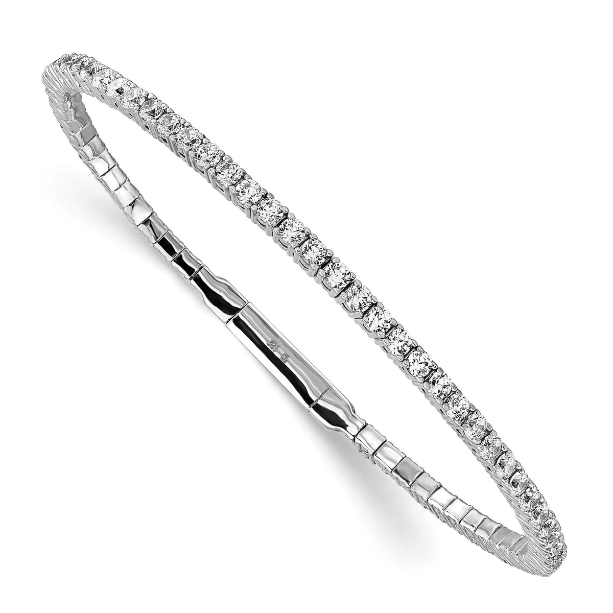65-Stone Cubic Zirconia Flexible Bangle Bracelet in Sterling Silver, 2.4mm - Sophia Jewelers Main image
