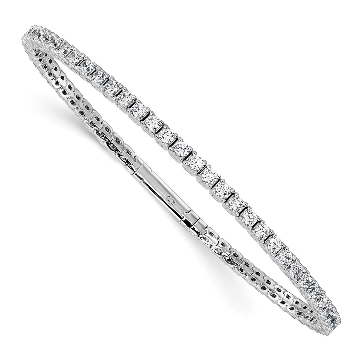 Cubic Zirconia Flexible Bangle Bracelet in Sterling Silver, 3.4mm, 8 Inch - Sophia Jewelers Main image