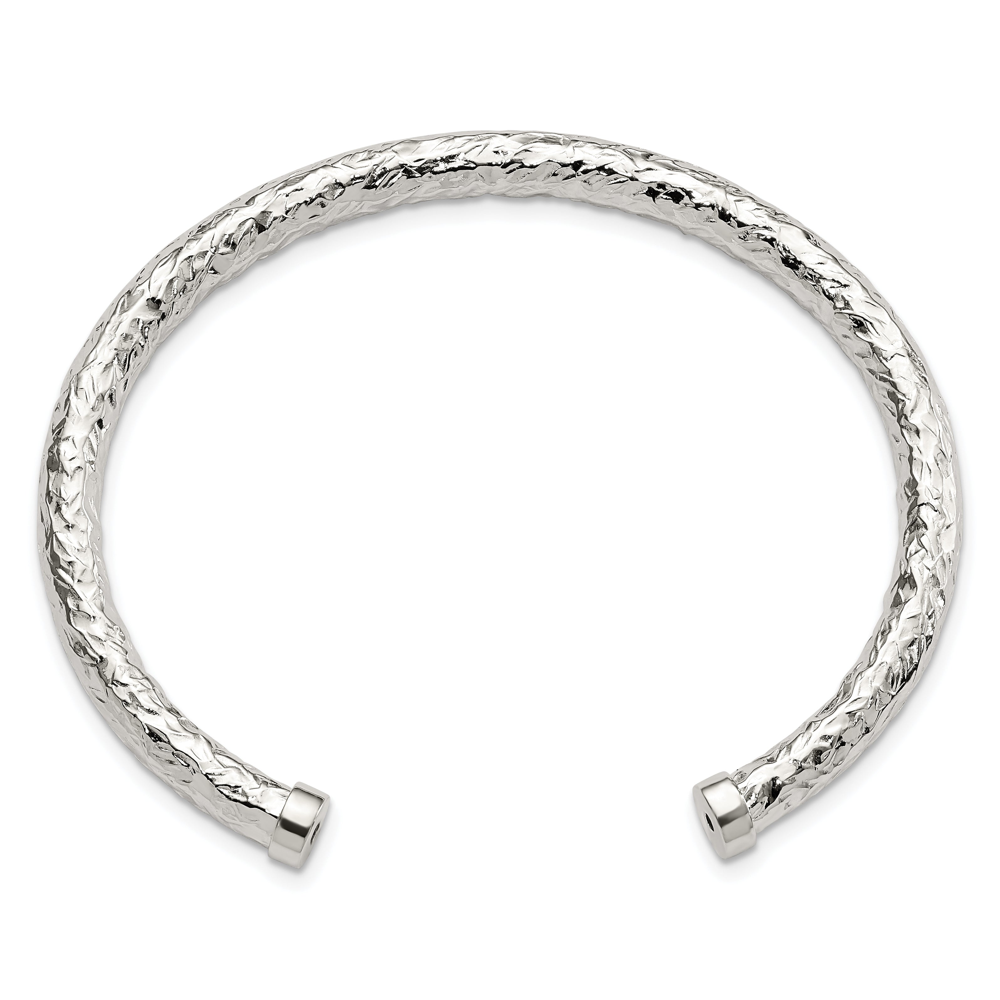 Sterling Silver Polished Textured Cuff Bangle Secondary image