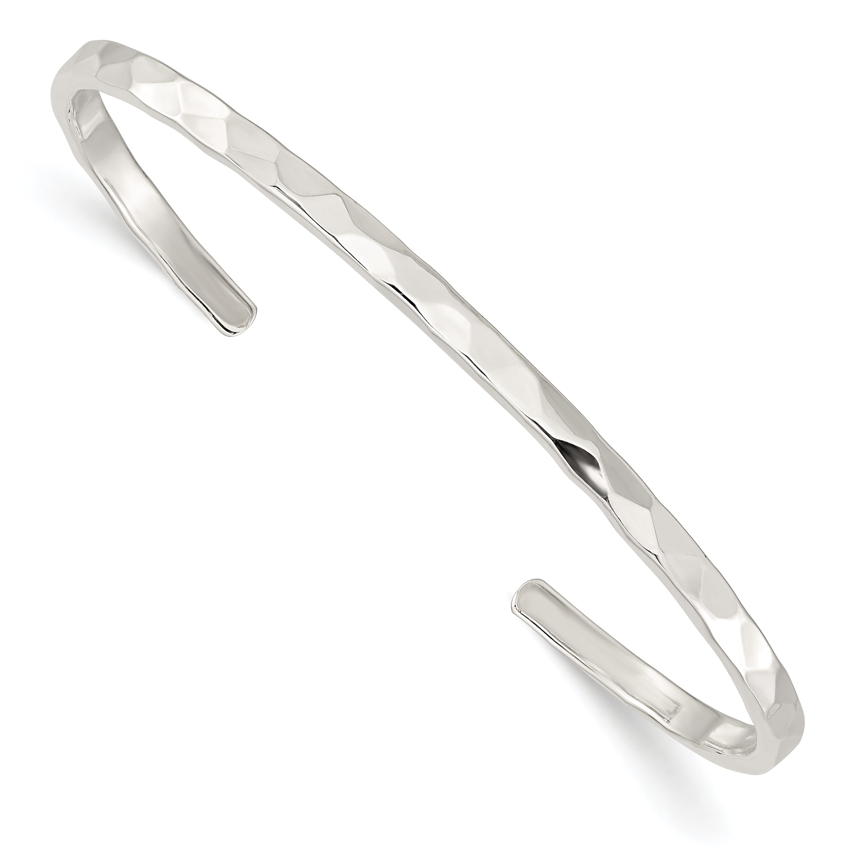 Sterling Silver Polished Hammered Cuff Bangle Main image