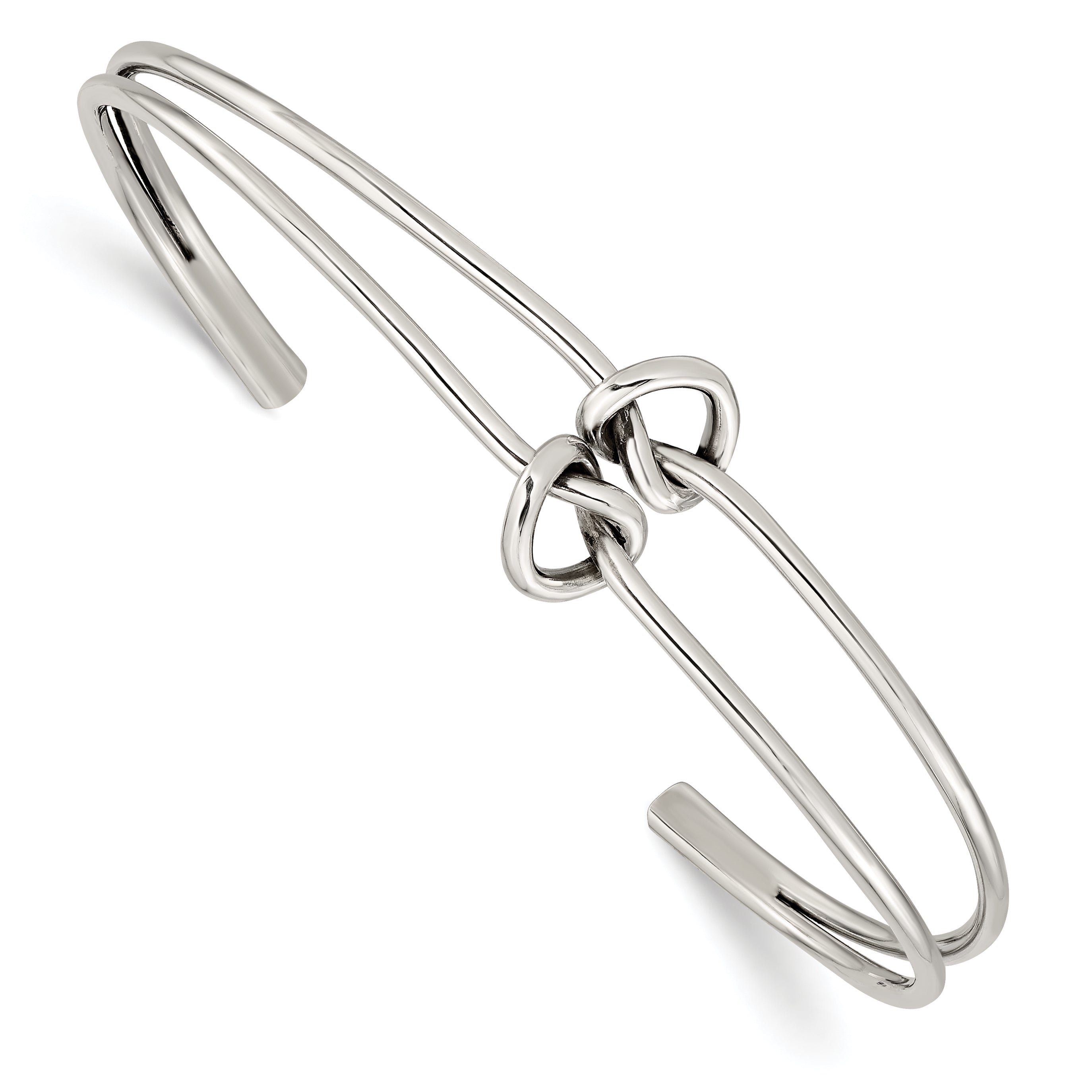 Sterling Silver Polished 2 Band Knotted Cuff Bangle Main image