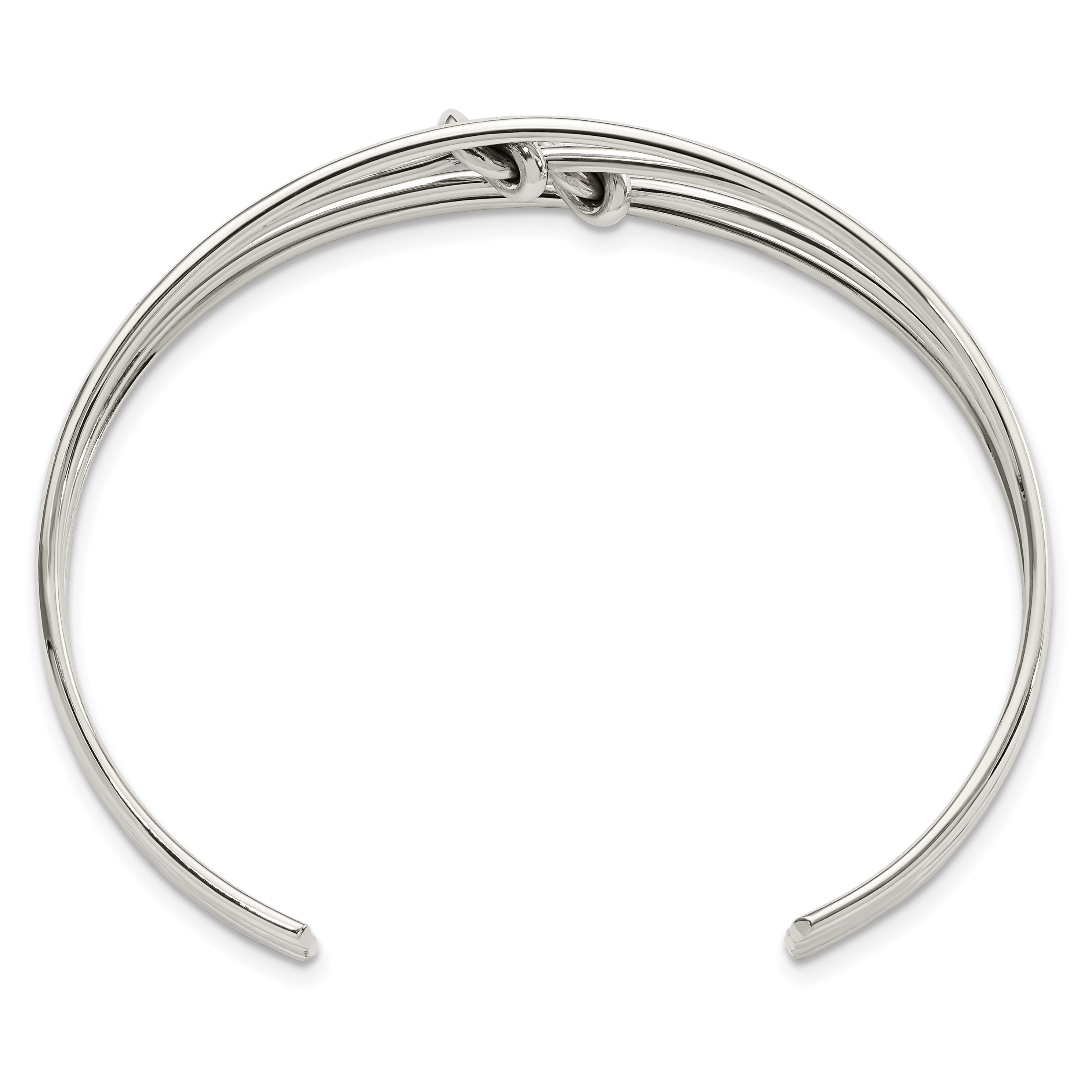 Sterling Silver Polished 4 Band Knots Cuff Bangle Secondary image