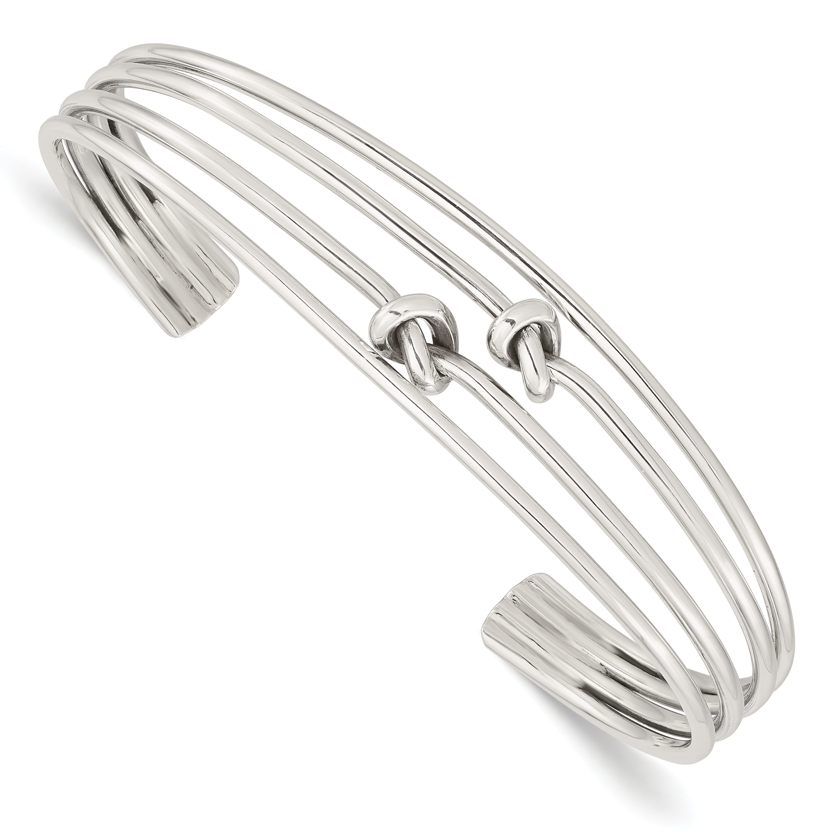 Sterling Silver Polished 4 Band Knots Cuff Bangle Main image