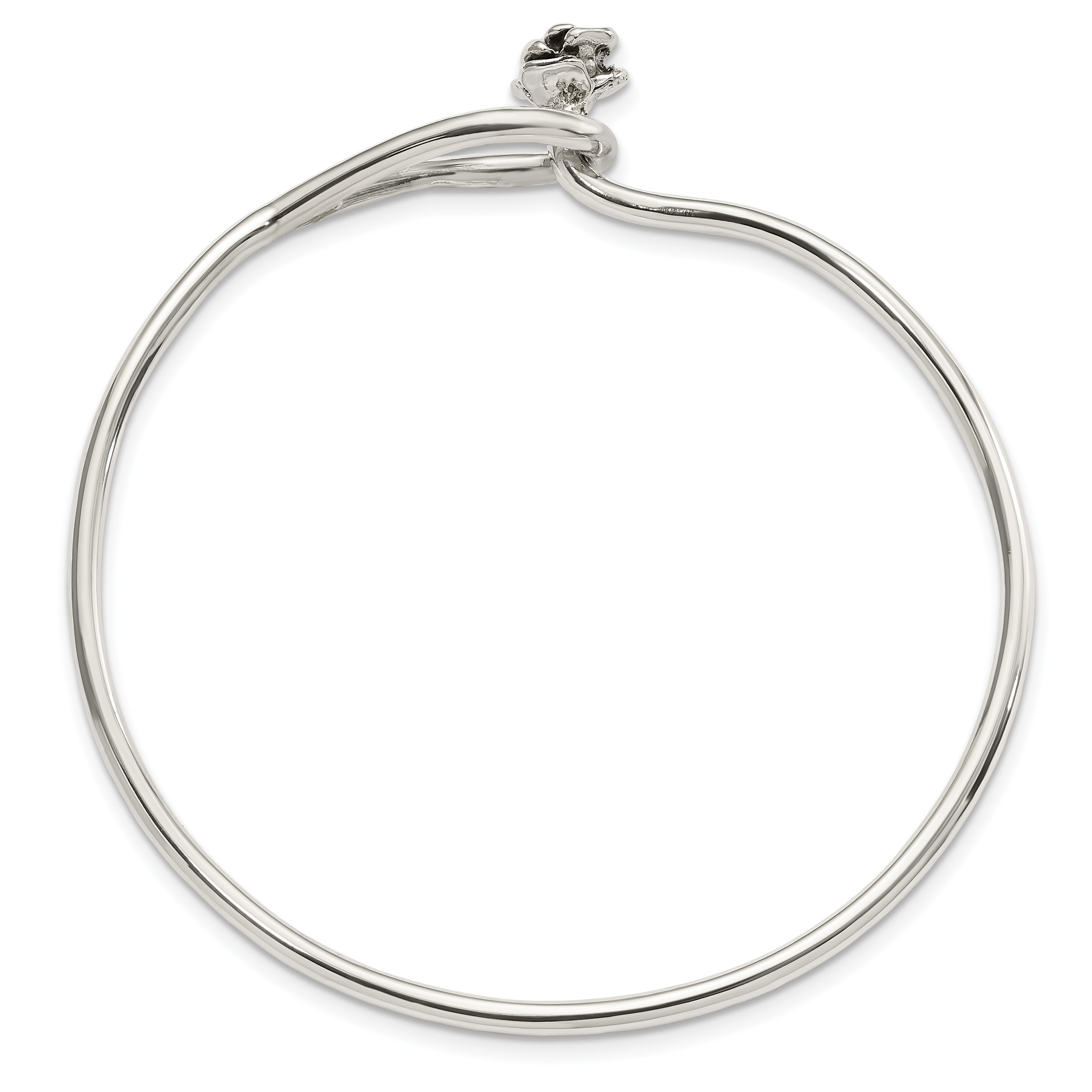 Sterling Silver Polished Flower Catch Bangle Secondary image