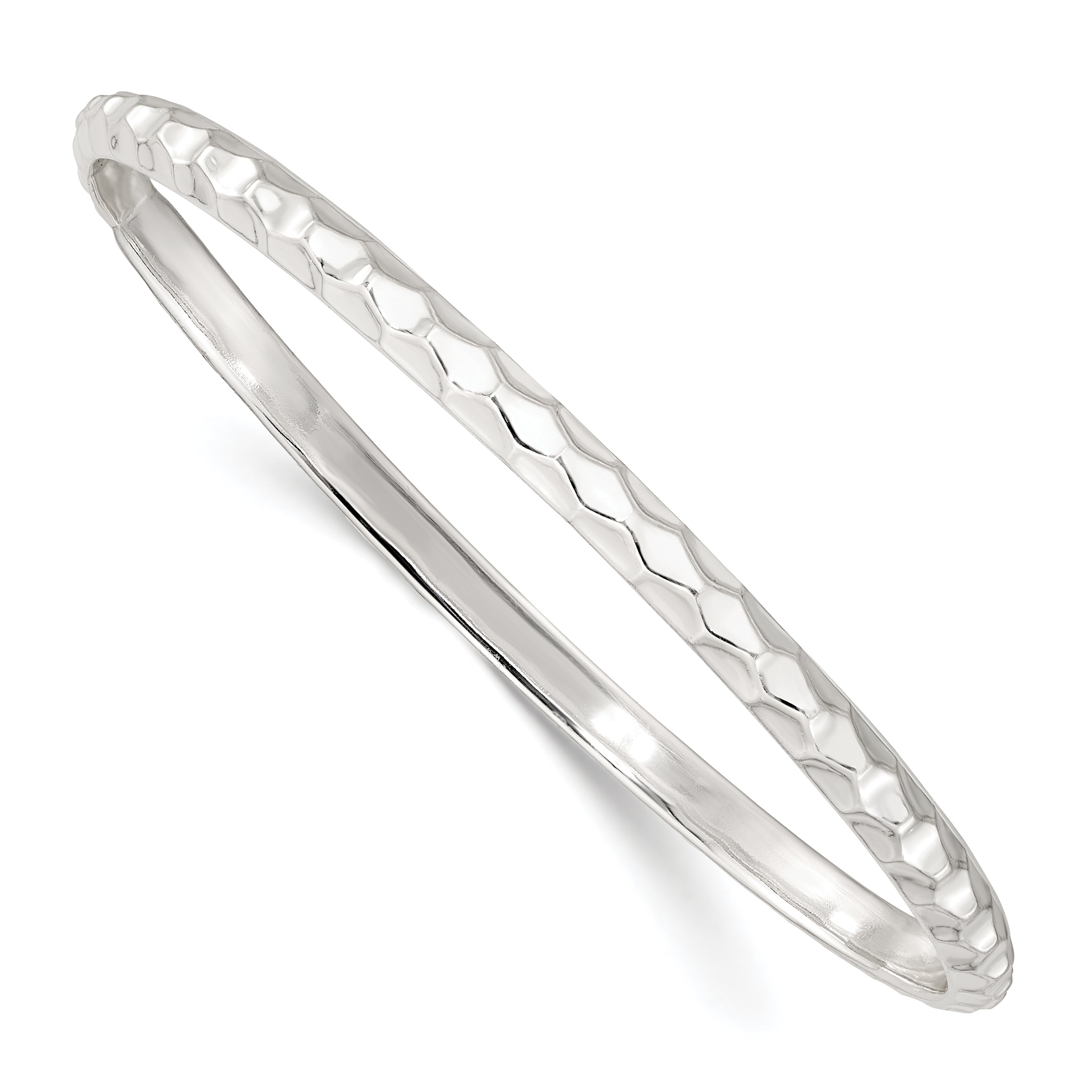 Sterling Silver Textured 4mm Slip-on Bangle Main image
