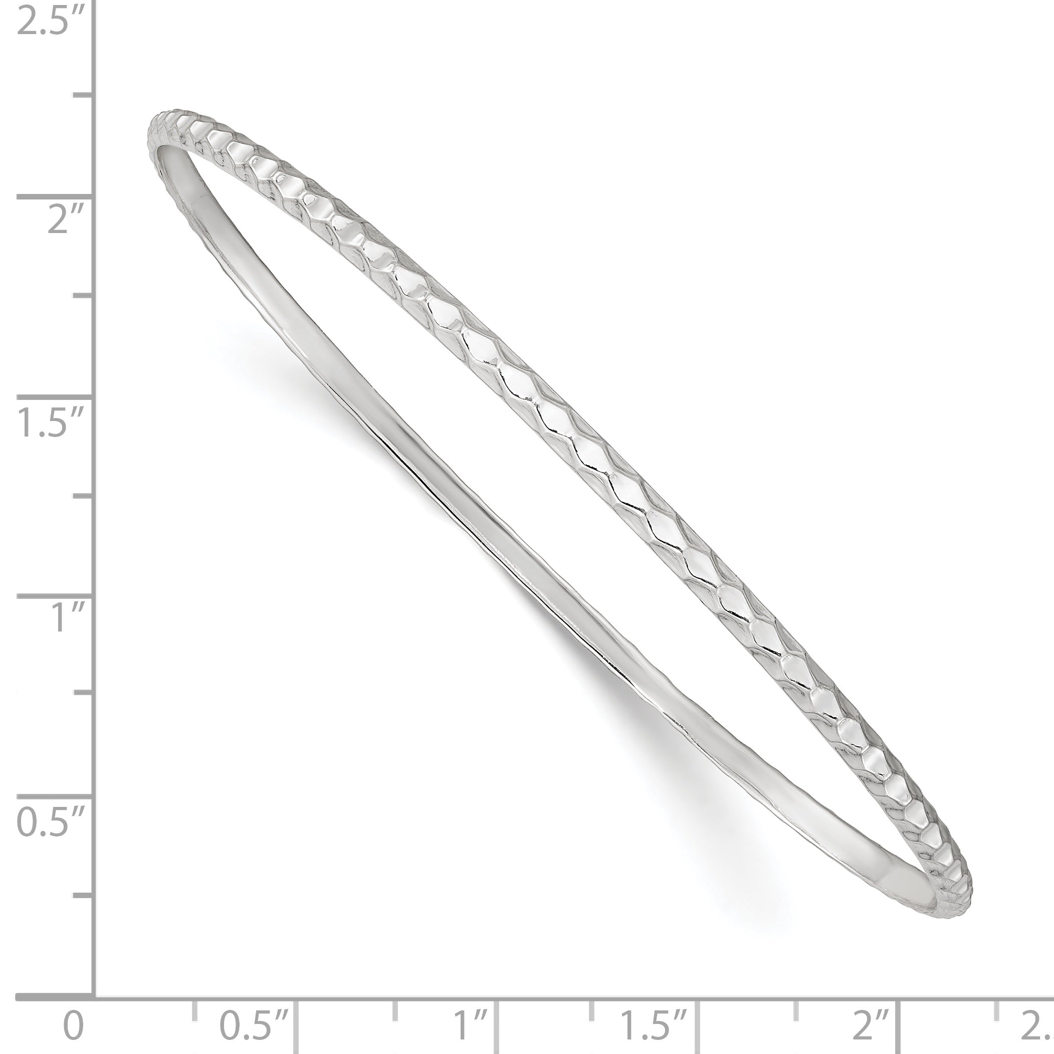 Sterling Silver Polished 2.5mm Textured Slip-on Bangle Secondary image