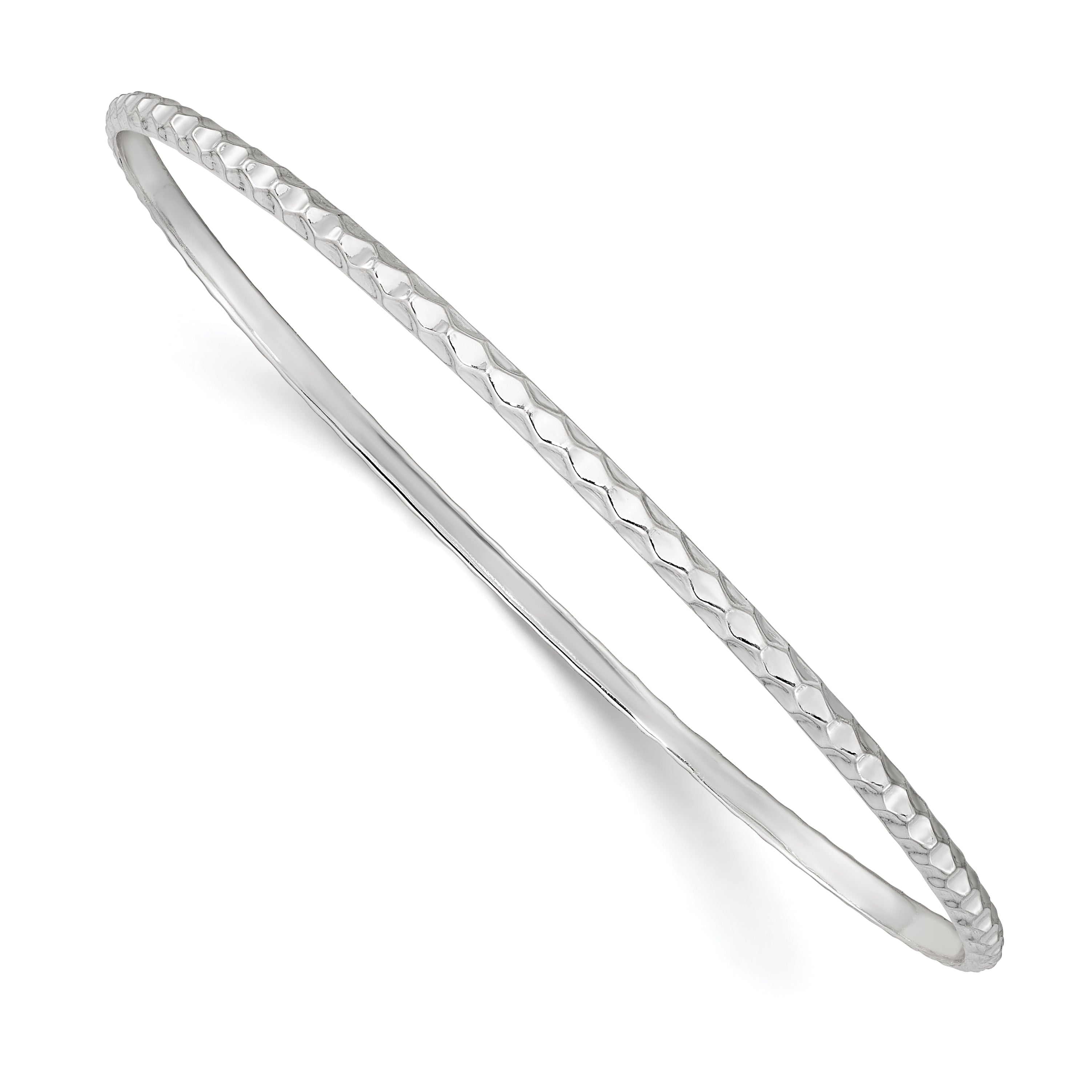 Sterling Silver Polished 2.5mm Textured Slip-on Bangle Main image