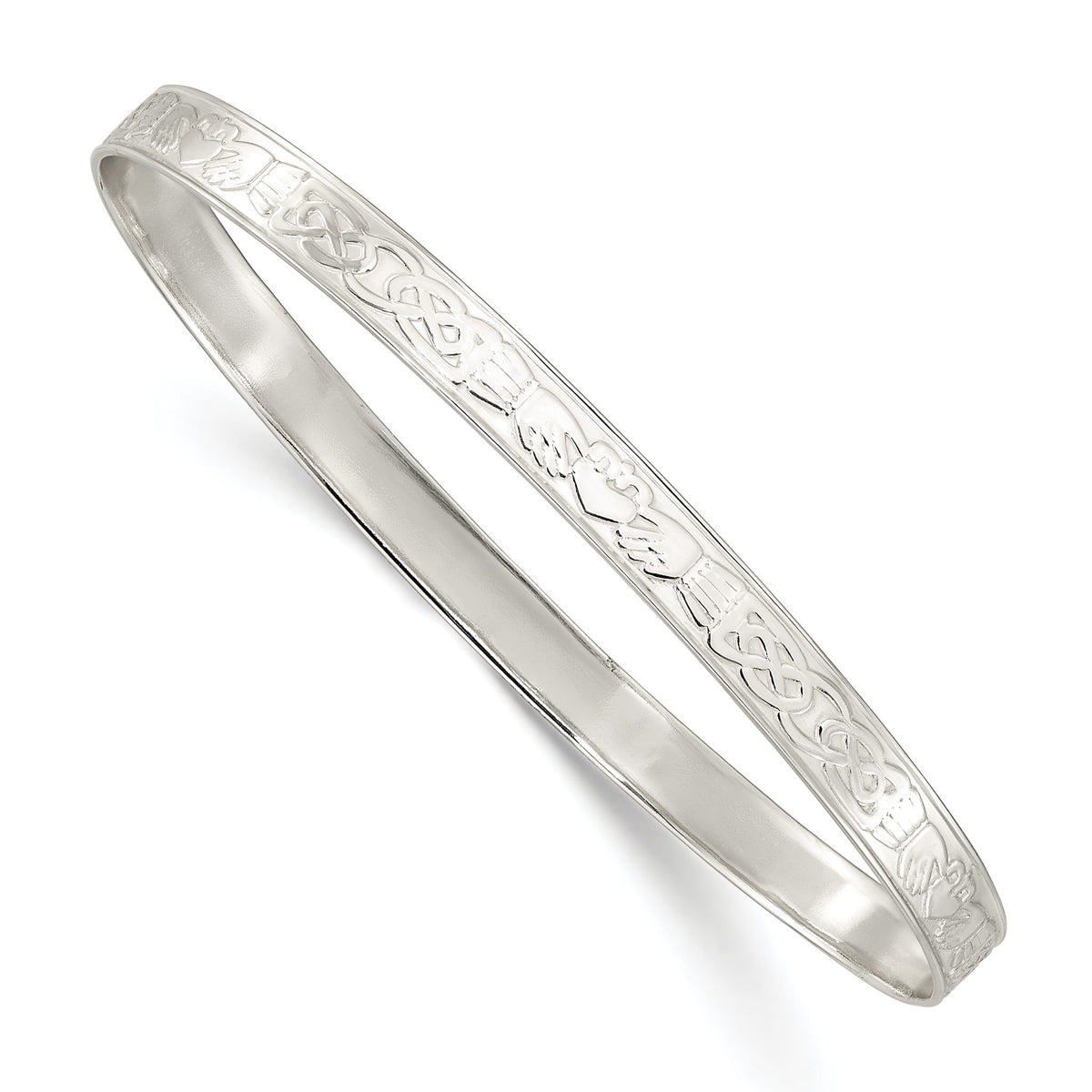 Claddagh Slip-On Bangle Bracelet in Sterling Silver, 5.25mm - Sophia Jewelers Main image