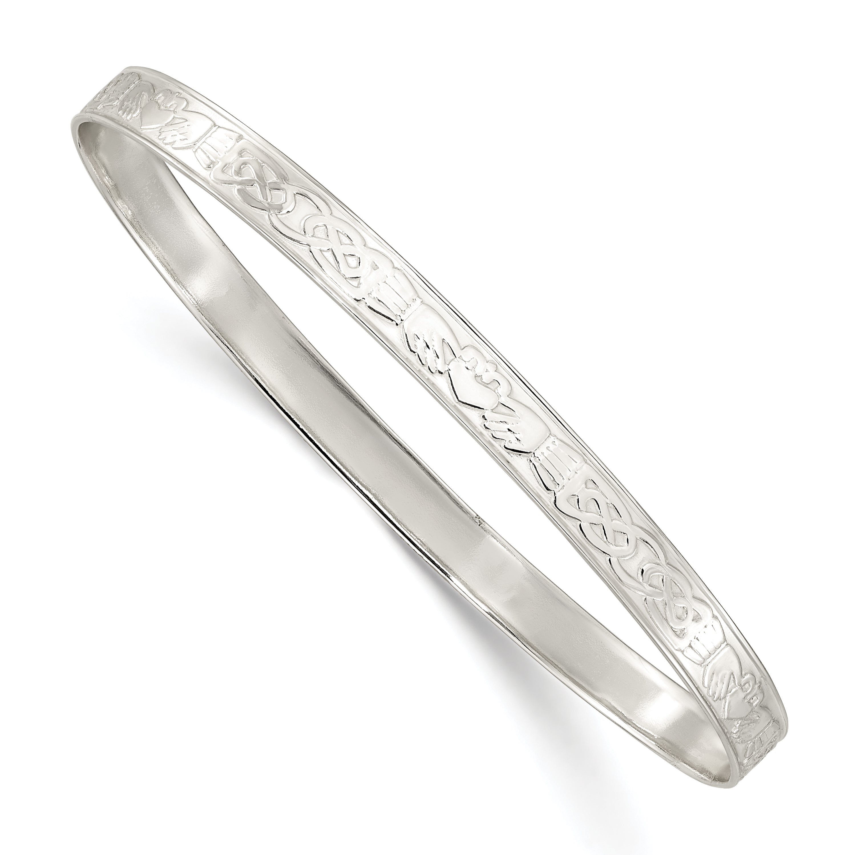 Sterling Silver Polished 5.25mm Claddagh Slip-on Bangle Main image