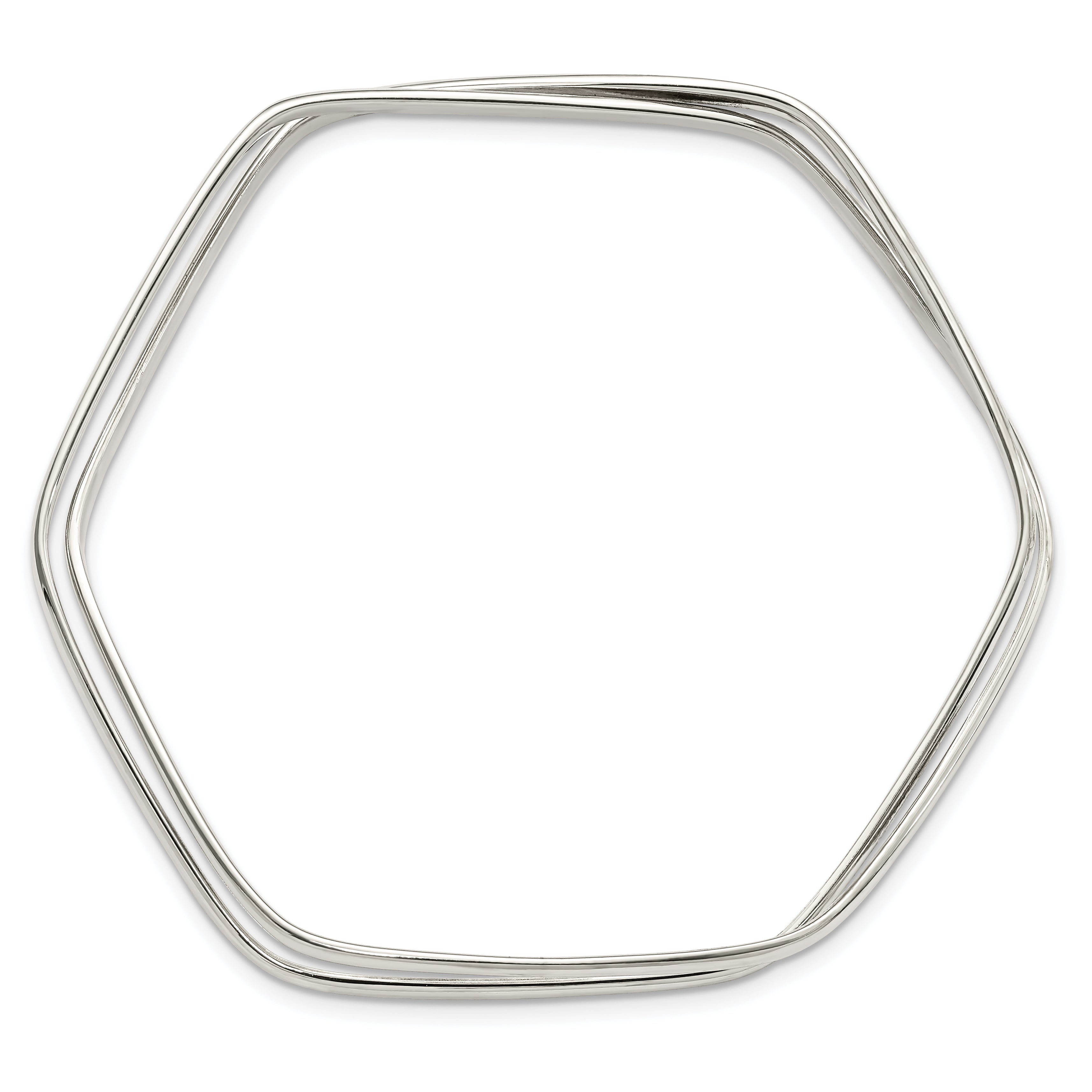 Sterling Silver Polished 2 Hexagon Shape Slip On Bangle Secondary image