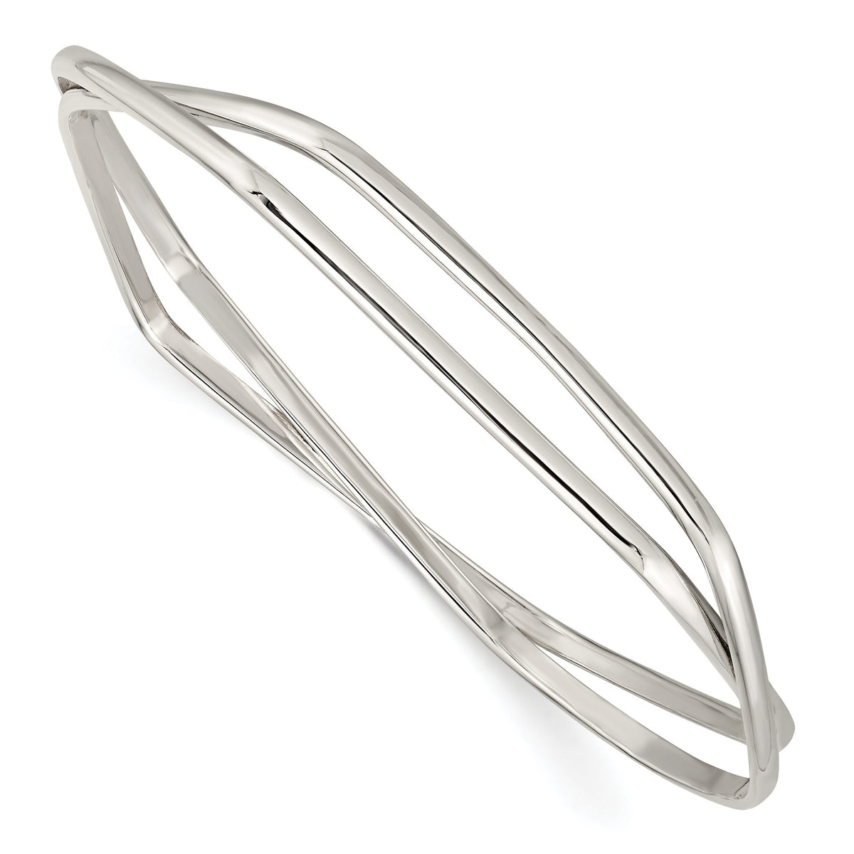 Two Hexagon-Shape Slip-On Bangle Bracelet in Sterling Silver - Sophia Jewelers Main image