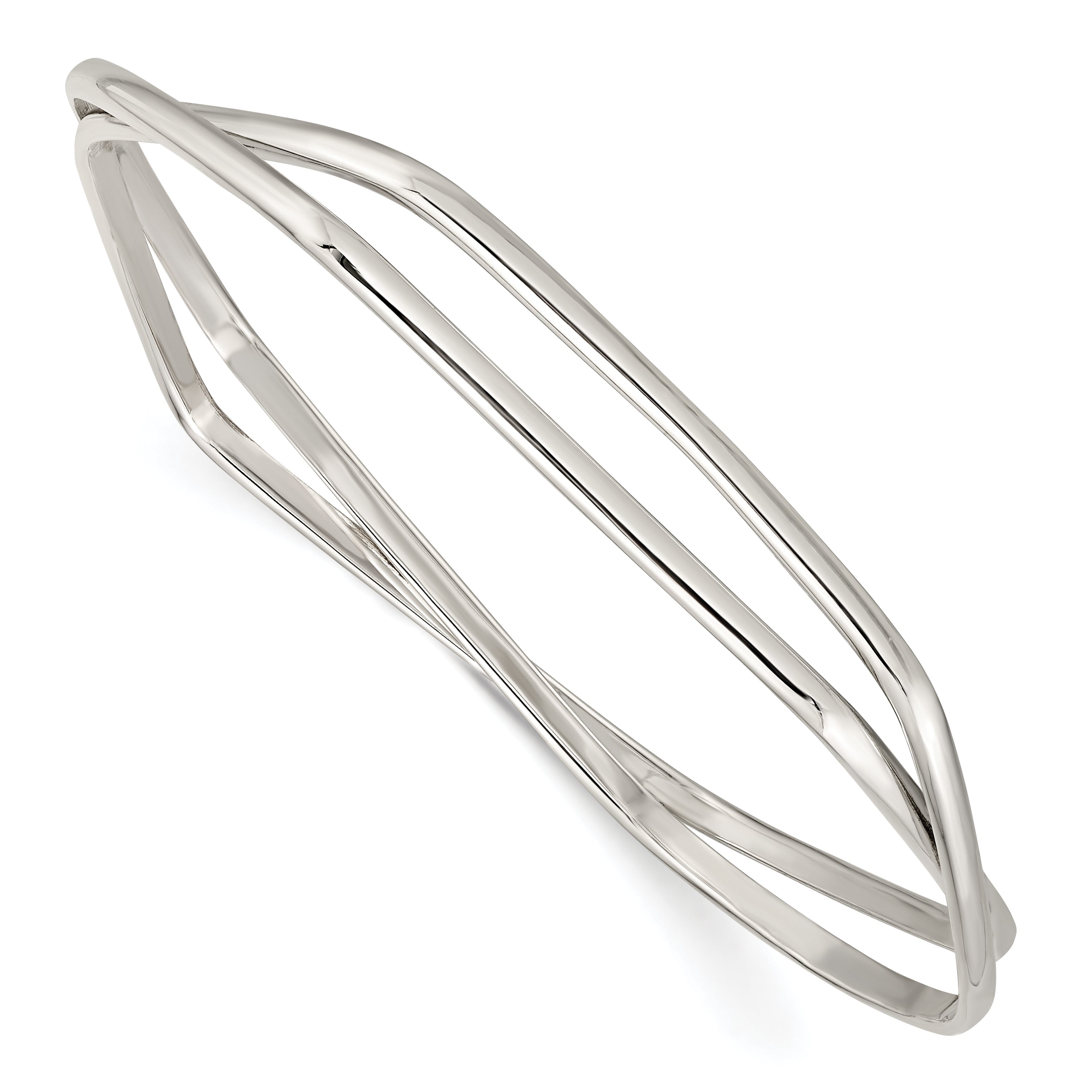 Sterling Silver Polished 2 Hexagon Shape Slip On Bangle Main image