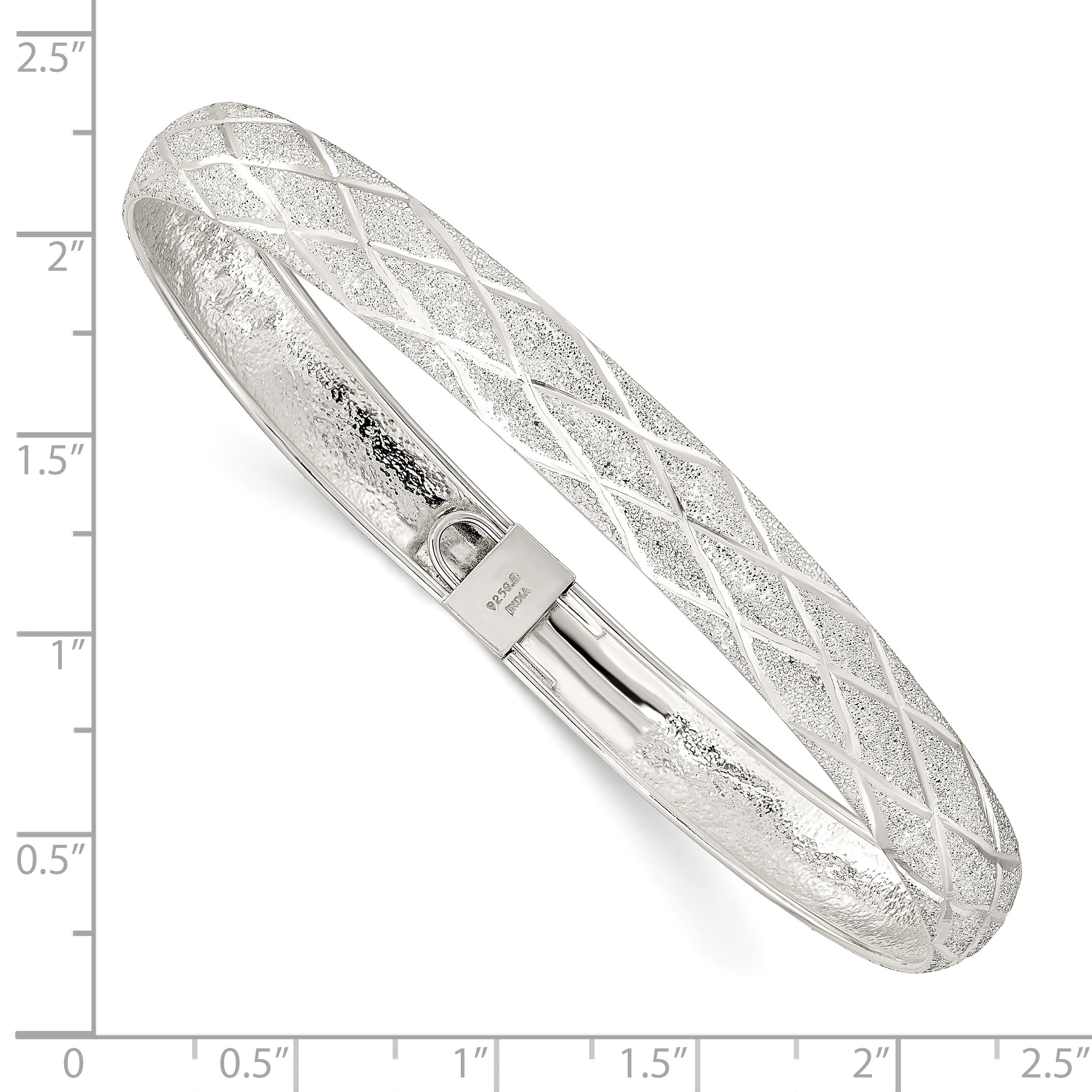 Sterling Silver Laser-cut X-Design 7.5mm Oval Flexible Bangle Secondary image