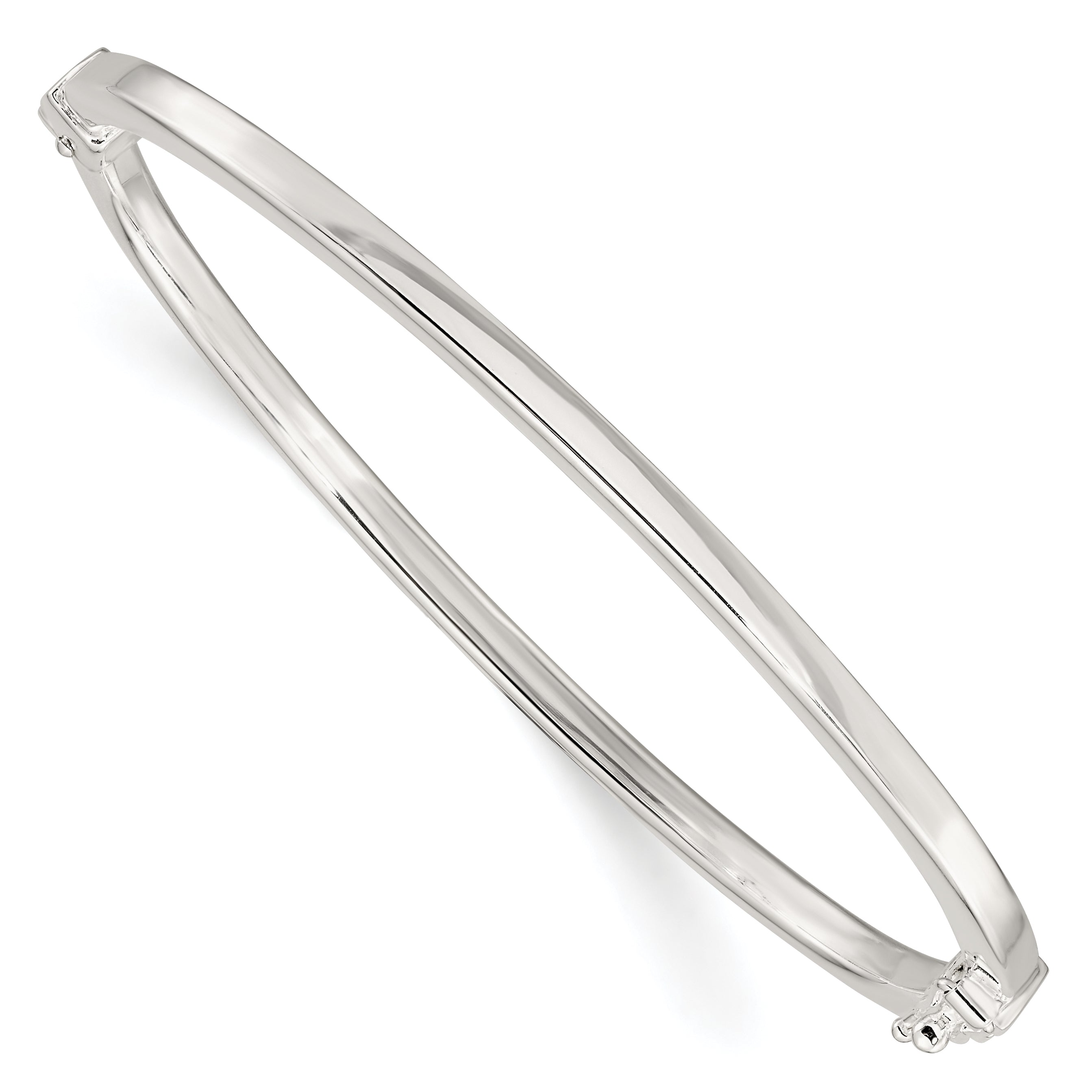 Sterling Silver Polished Flat Hinged Bangle Main image