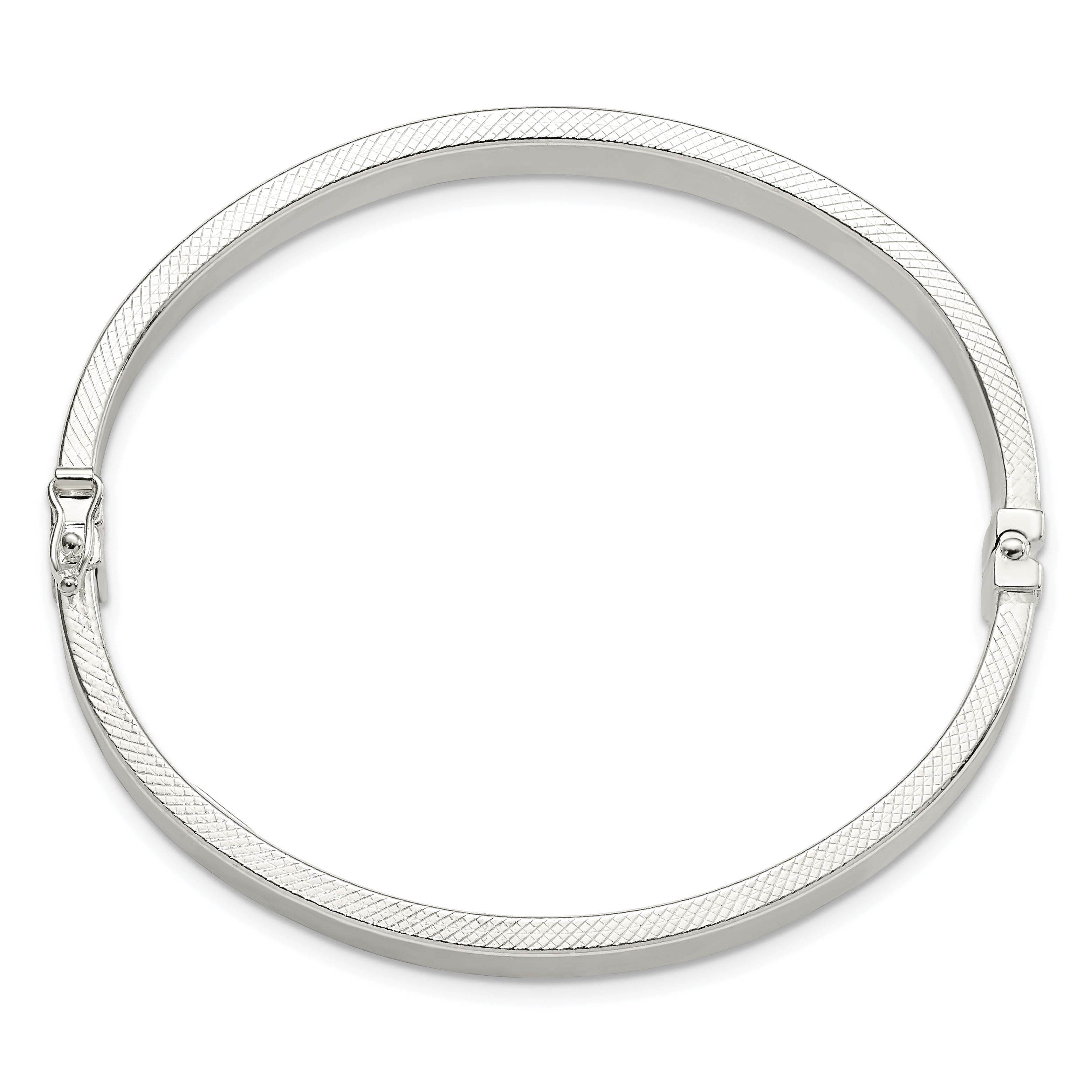 Sterling Silver Polished & Textured Hinged Bangle Secondary image