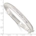 Sterling Silver Rhodium-plated Polished and Diamond-Cut 7.00mm Hinged Bangle