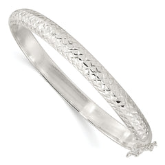 Sterling Silver Rhodium-Rhodium-Plated Polished and D/C 7.00mm Hinged  Bangle
