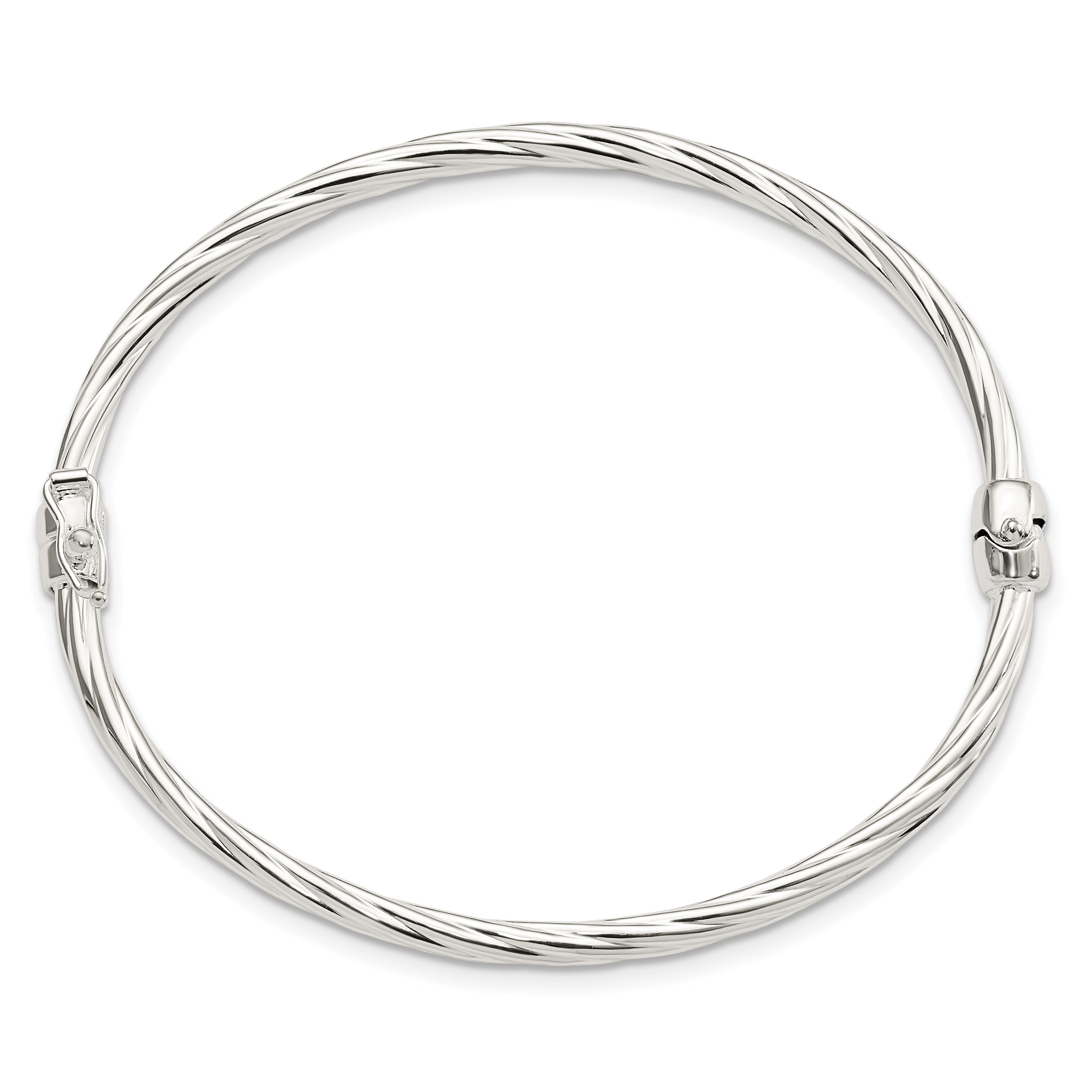 Sterling Sliver Polished Twisted Hinged Bangle Secondary image