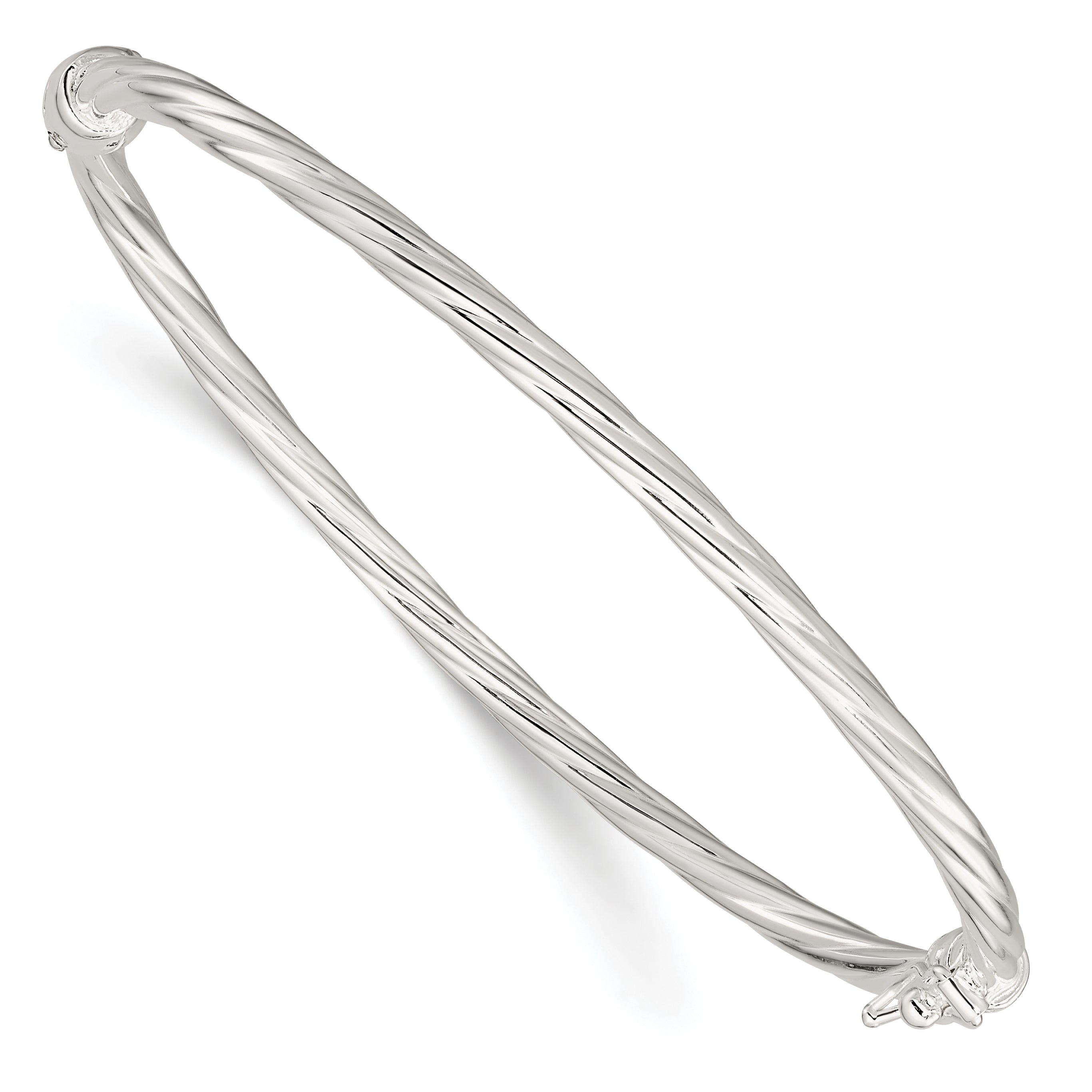 Sterling Sliver Polished Twisted Hinged Bangle Main image