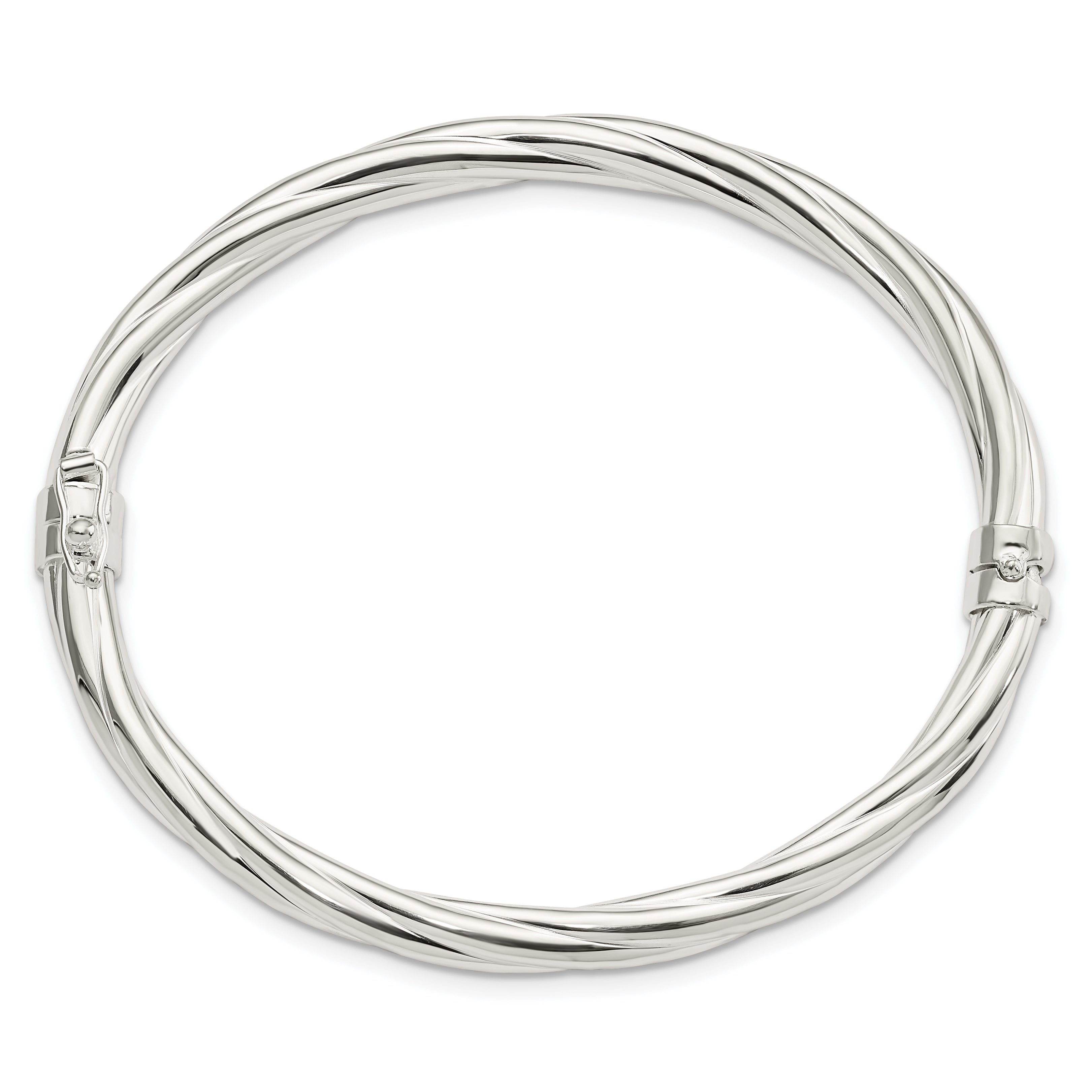 Sterling Silver Polished Twisted Hinged Bangle Secondary image